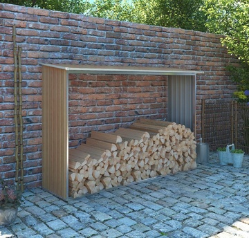 Kovový dřevník G21 WOH 181, hnědý
