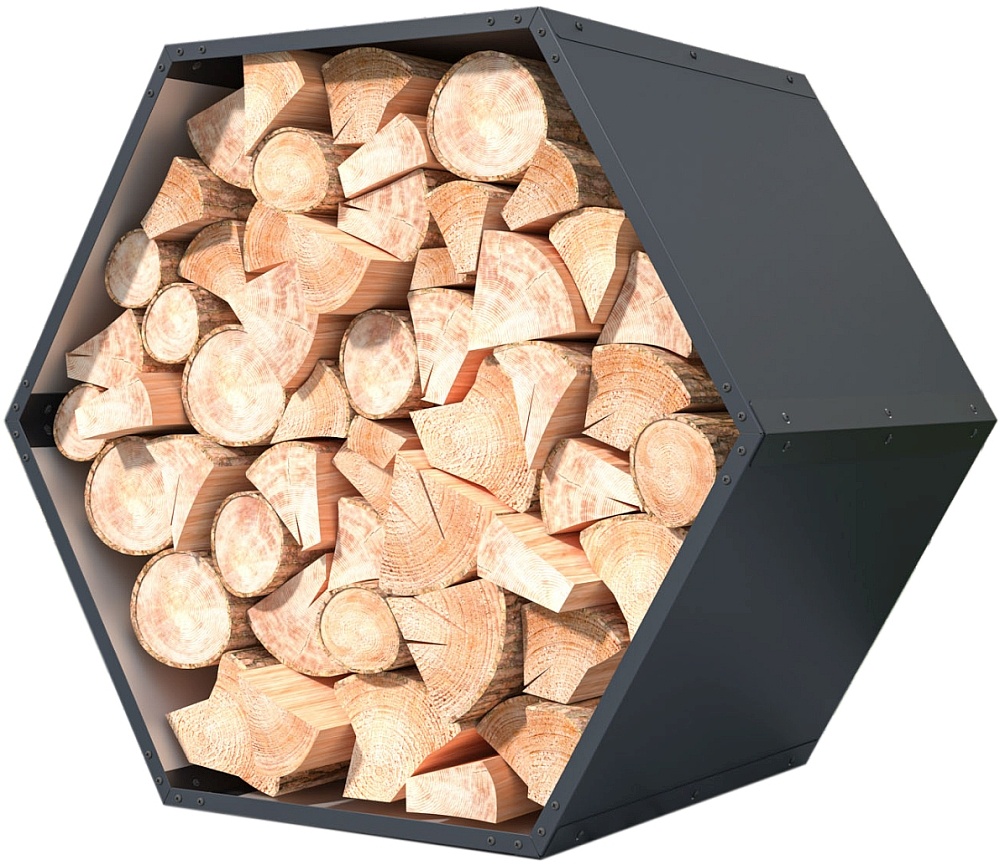 Kovový dřevník G21 HEX 53, antracitový