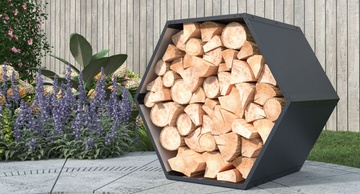 Kovový dřevník G21 HEX 53, antracitový
