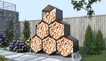 Kovový dřevník G21 HEX 53, antracitový