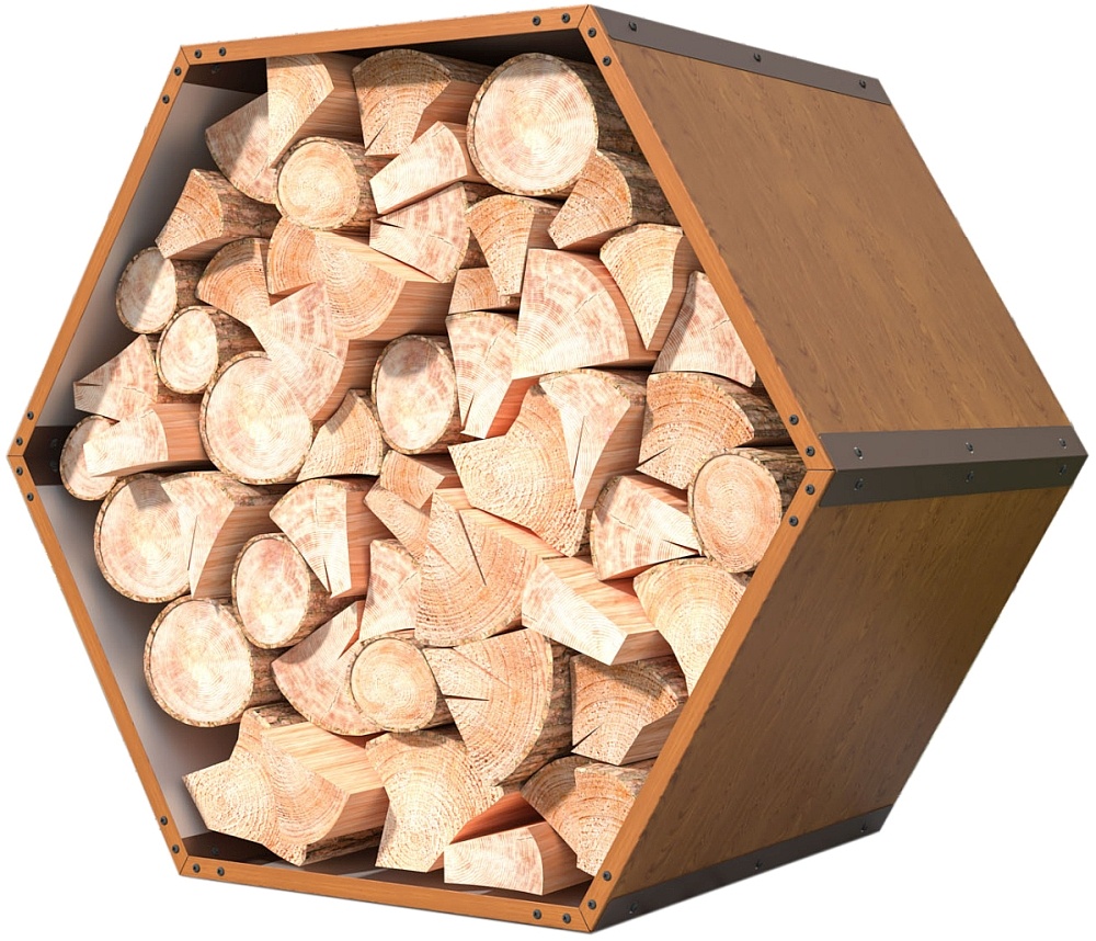 Kovový dřevník G21 HEX 53, hnědý