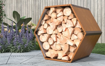 Kovový dřevník G21 HEX 53, hnědý
