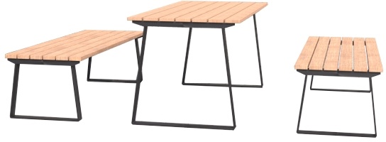 Piknikový set Coni, stůl + dvě lavičky bez opěradla