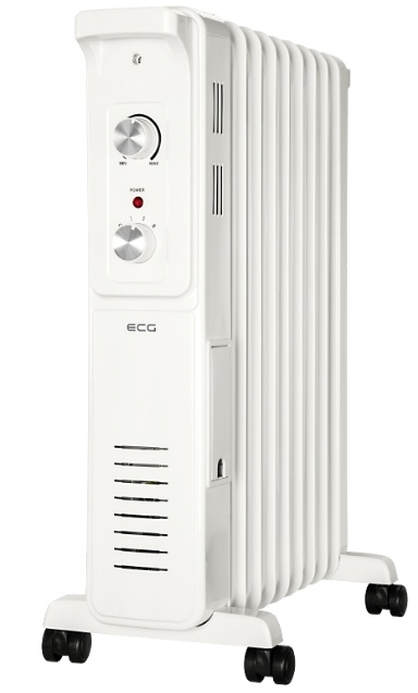Olejový radiátor ECG OR 2090, 9 žeber, šedý