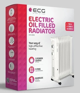 Olejový radiátor ECG OR 2090, 9 žeber, šedý