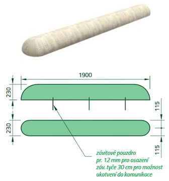 Parkovací zábrana pod kola automobilů, 190cm