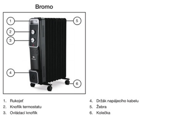 Olejový radiátor G21 BROMO, 9 žeber, černý