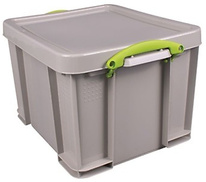 Plastový úložný REALLY USEFUL box šedý 35l s víkem