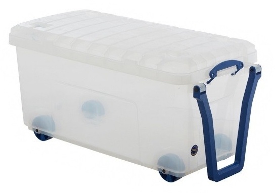 Plastový úložný REALLY USEFUL box s rukojetí čirý, 64l