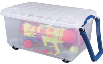 Plastový úložný REALLY USEFUL box s rukojetí čirý, 64l