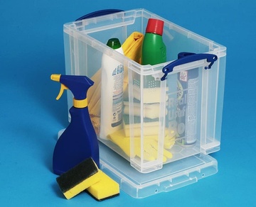 Plastový úložný REALLY USEFUL box transparentní 19l s víkem