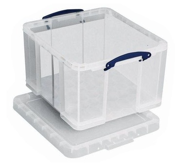 Plastový úložný REALLY USEFUL box transparentní 42l s víkem