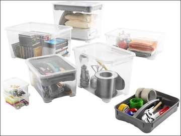 Plastový úložný box KETER T Box mini s víkem 1l - čirý, sada 5ks