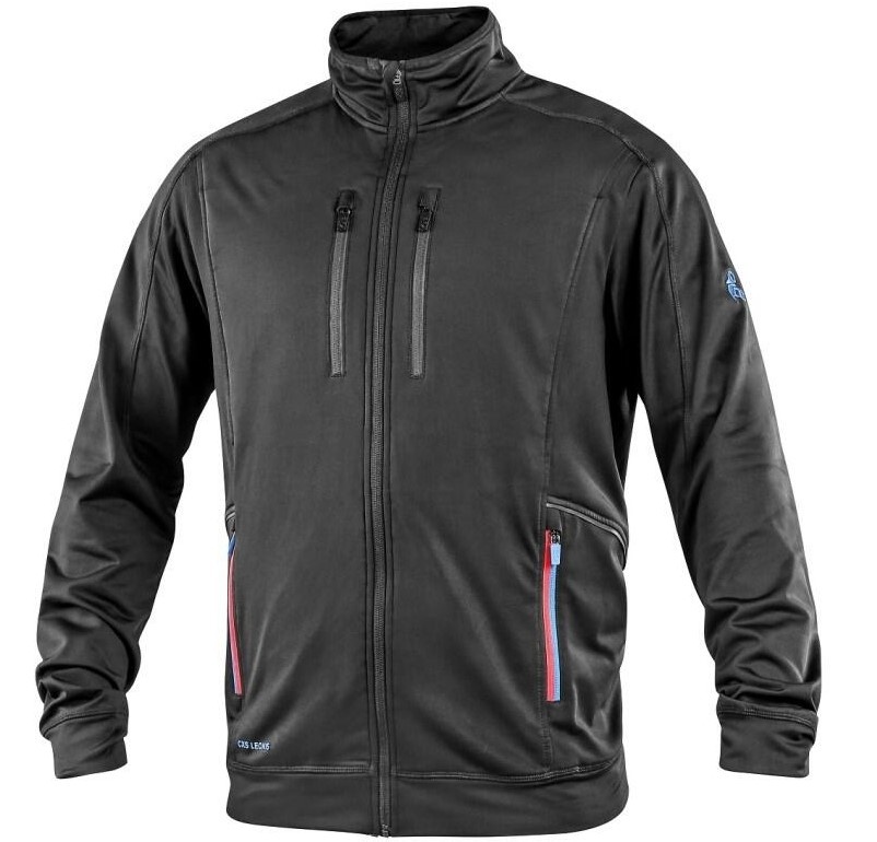 Pánská mikina CXS LEONIS černá s HV modro/červenými doplňky, vel. 2XL