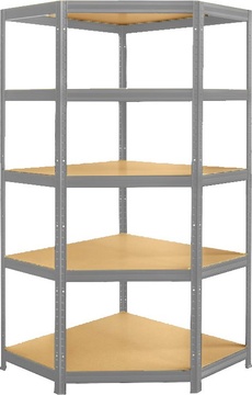 Kovový rohový regál FUTUR pozink 1800 x 900 x 450 mm, 5 polic o nosnosti 250 kg