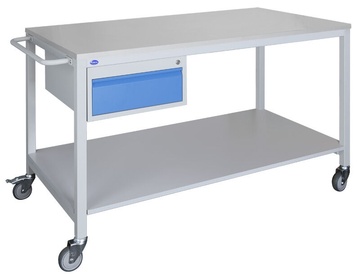 Pojízdný pracovní stůl 1500 x 800 mm s jednozásuvkovým kontejnerem