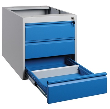 Pojízdný pracovní stůl 1500 x 800 mm s třízásuvkovým kontejnerem
