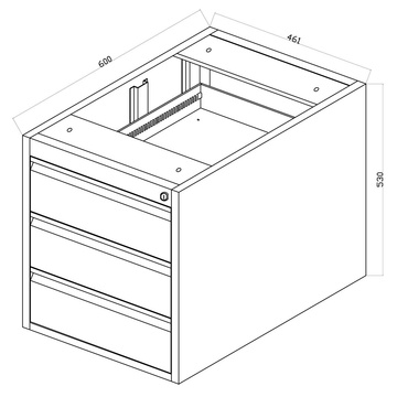 Pojízdný pracovní stůl 1500 x 800 mm s třízásuvkovým kontejnerem a skříňkou
