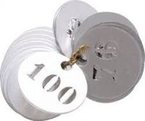 Známky hliníkové kruhové 100 ks s číslem 101-500