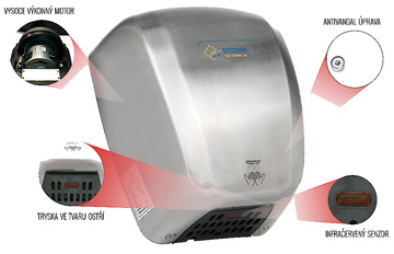 Horkovzdušný vysoušeč rukou Jet Dryer Storm kovový stříbrný