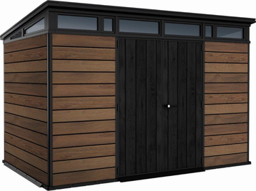 Plastový zahradní domek KETER PENT Signature Walnut 11x7 hnědý s podlahou