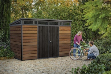 Plastový zahradní domek KETER PENT Signature Walnut 11x7 hnědý s podlahou