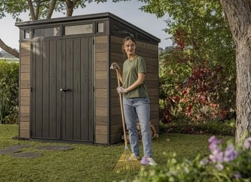 Plastový zahradní domek KETER PENT Signature Ashwood 7x7 hnědý s podlahou