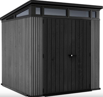 Plastový zahradní domek KETER PENT Signature Vertical 7x7 šedý s podlahou