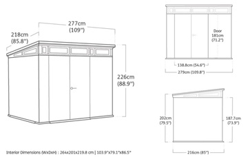 Plastový zahradní domek KETER PENT Signature Vertical 9x7, šedý, s podlahou