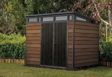 Plastový zahradní domek KETER PENT Signature Walnut 9x7 hnědý s podlahou