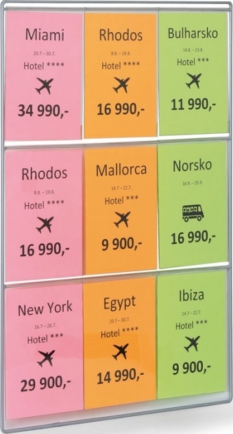 Rám do výloh 3x3 kapes A4 na výšku
