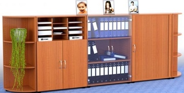 Kancelářská skříň nízká se zámkem DZ 2 80 03 L - třešeň