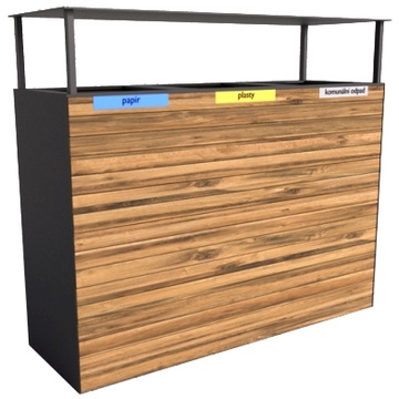 Odpadkový koš na tříděný odpad PERA II se stříškou 3 x 65 l