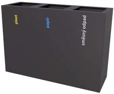Odpadkový koš na tříděný odpad STEEL- 3 x 65 l
