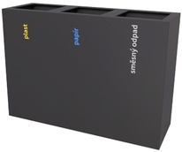 Odpadkový koš na tříděný odpad STEEL- 3 x 65 l