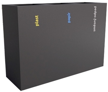 Odpadkový koš na tříděný odpad STEEL- 3 x 65 l