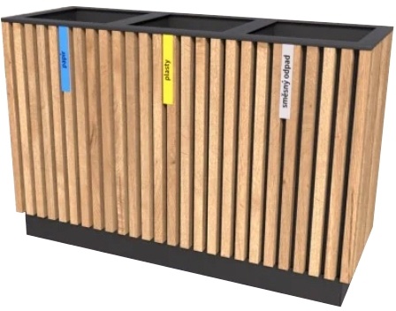 Koš na tříděný odpad Lamela s dřevěným pláštěm, 3x65l