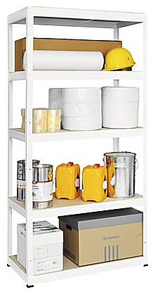Kovový regál FUTUR PLUS TÜV bílý 1800x1200x450 mm, 5 polic o nosnosti 200 kg