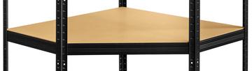 Kovový rohový regál FUTUR černý 1800 x 700 x 300 mm, 5 polic o nosnosti 250 kg