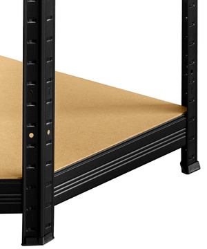 Kovový rohový regál FUTUR černý 1800 x 900 x 450 mm, 5 polic o nosnosti 250 kg