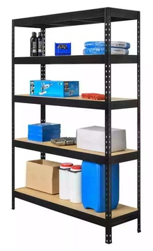 Kovový regál PRAKTIK 1800x900x450mm, 5 polic, černý, 250kg/podlaží