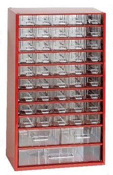 Závěsná skříňka se zásuvkami 45A/2B/1C červená