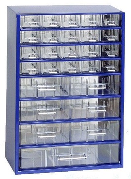 Závěsná skříňka se zásuvkami 20A/6B/1C modrá