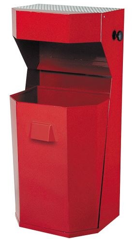 Venkovní odpadkový koš s popelníkem 50 l červený