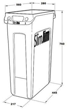 Odpadkový koš Slim Jim 87l  bez víka