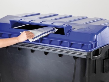 Kontejner na papír 1100l se zámkem, ploché víko
