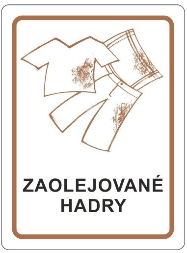 Samolepka na tříděný odpad 120x160 mm zaolejované hadry