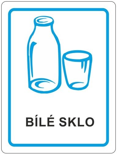 Samolepka na tříděný odpad 120x160 mm bílé sklo