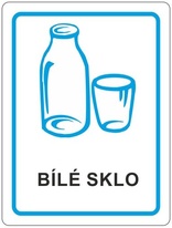 Samolepka na tříděný odpad 120x160 mm bílé sklo