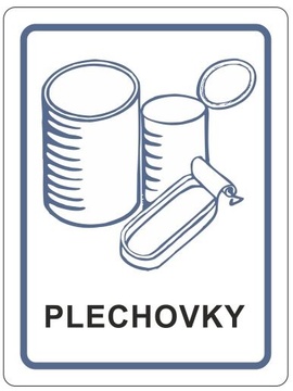 Samolepka na tříděný odpad 120x160 mm plechovky